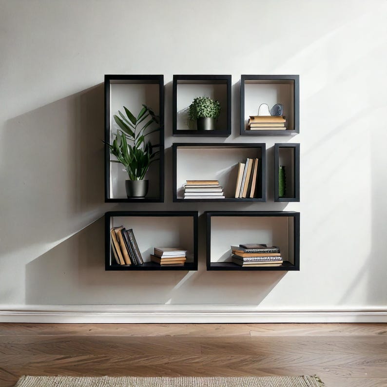 Floating Bookshelves Set – Wall-Mounted Bookcase